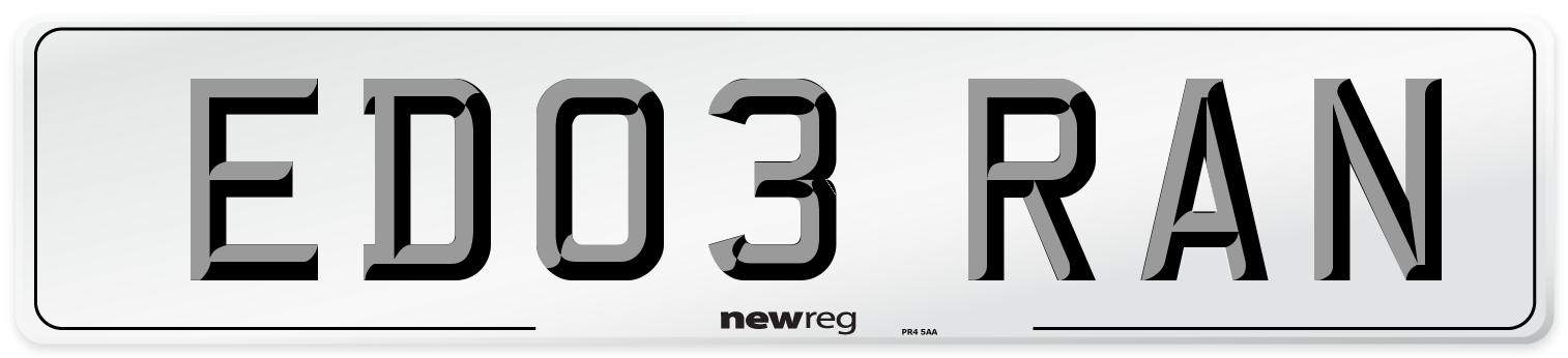 ED03 RAN Number Plate from New Reg